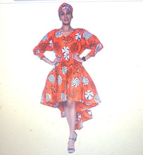 Load image into Gallery viewer, African high and low long dress with sleeves
