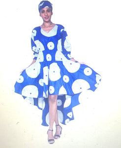 African high and low long dress with sleeves