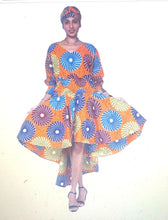Load image into Gallery viewer, African high and low long dress with sleeves
