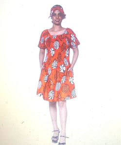 African short dress with short sleeves