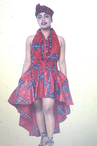 African high and low and sleeveless short dress
