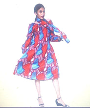 Load image into Gallery viewer, African short dress with long sleeves
