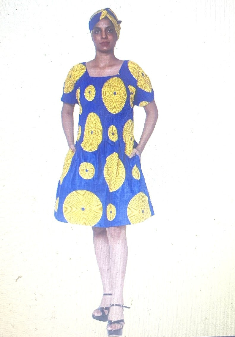African short dress with short sleeves