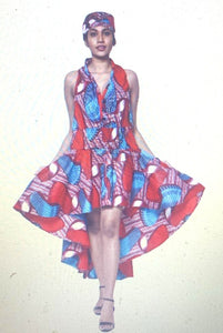 African high and low and sleeveless short dress